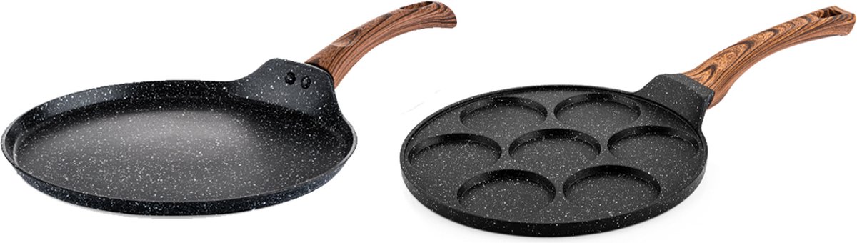 Westinghouse Black Marble Wood - Pannenkoekenpan Inductie - 28 cm - Zwart Marmer - Speciale Editie