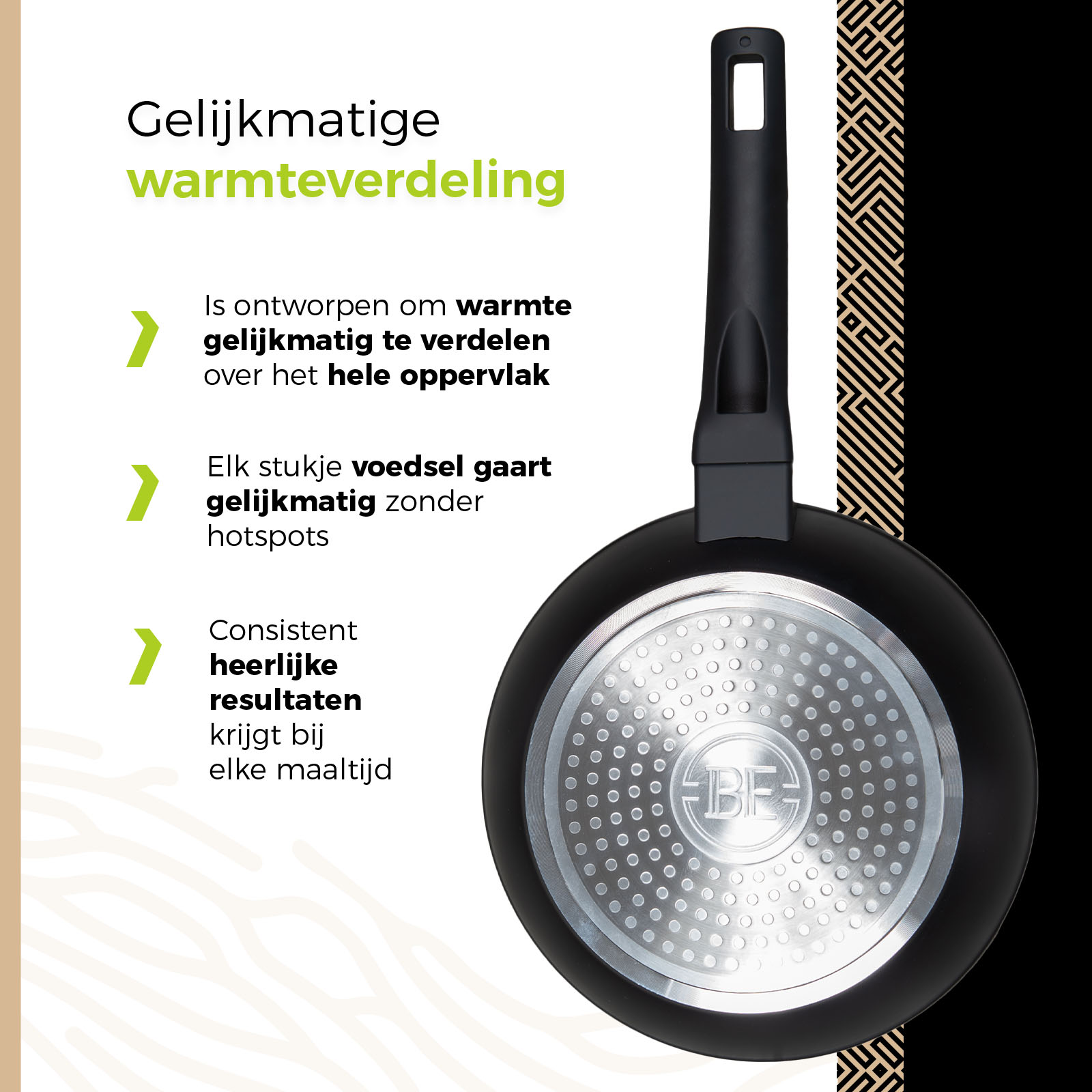 Be Living Delight Serie – 3-delige pannenset met wok en deksel – Antiaanbaklaag – Geschikt voor alle warmtebronnen