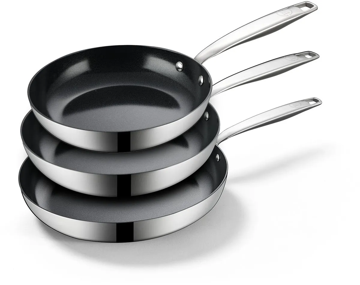 BE Living Essential Series RVS Koekenpannenset - Ø 20, 24 &amp; 28 cm