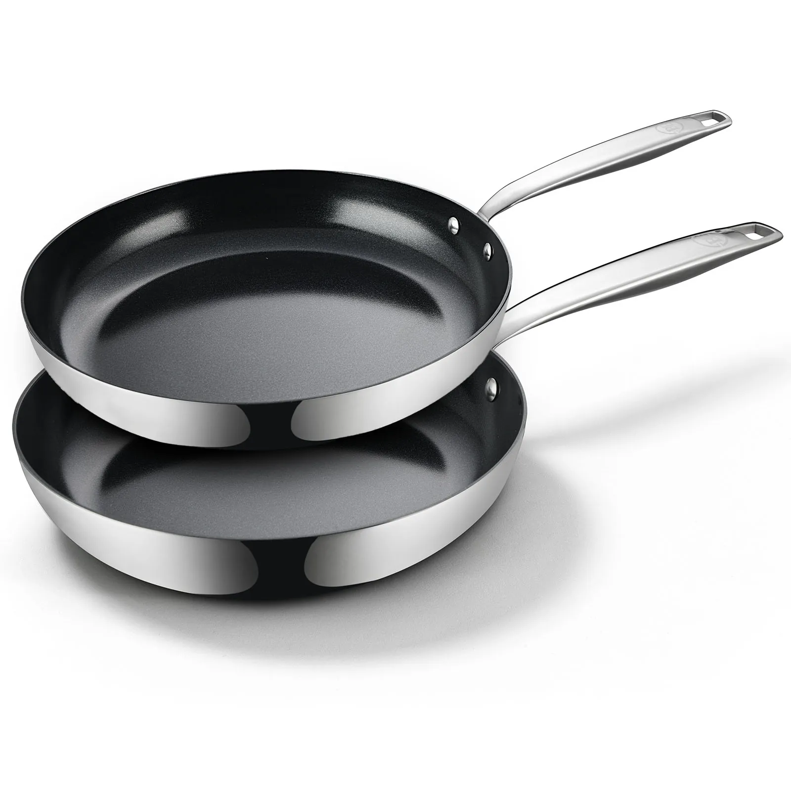 BE Living Essential Series Stainless Steel Black Koekenpannenset Ø 24 &amp; 28 cm