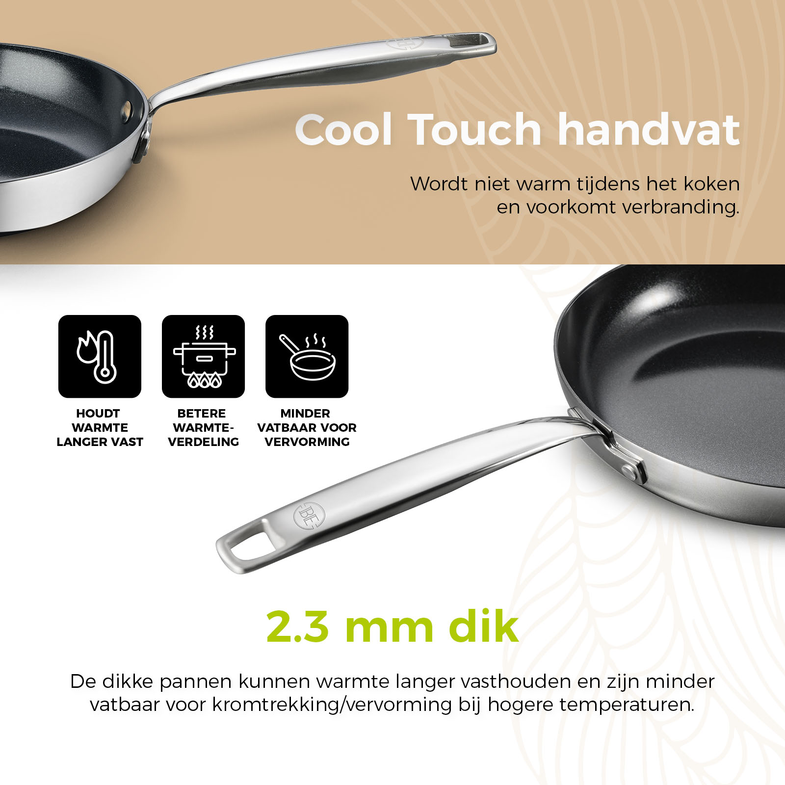 BE Living Braadpan met Deksel - 28 cm (7 L) - Zwart