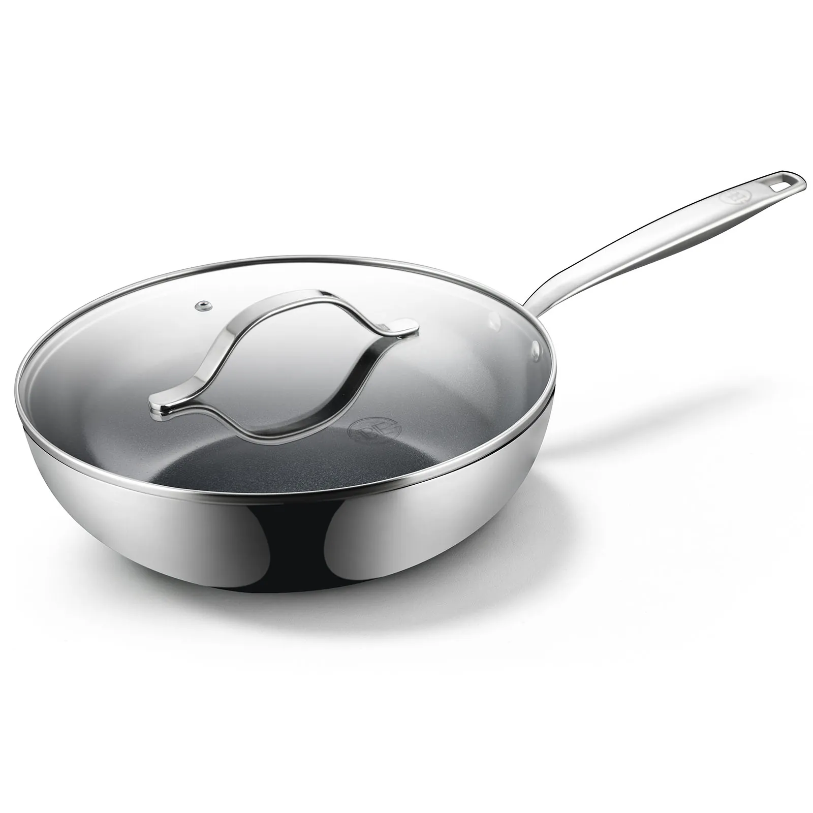 BE Living Essential Series Stainless Steel Black Wokpan met deksel Ø 28 cm