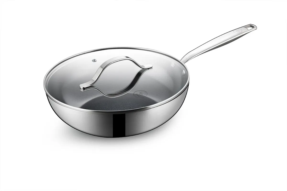 BE Living Essential Series RVS Wokpan met deksel Ø 28 cm